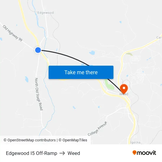 Edgewood I5 Off-Ramp to Weed map