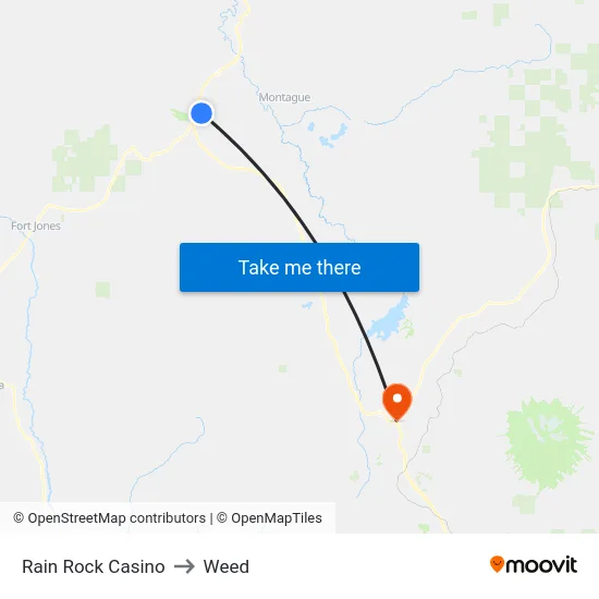Rain Rock Casino to Weed map