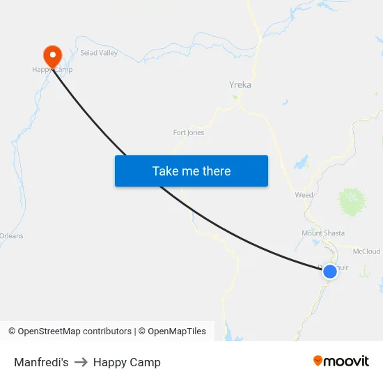 Manfredi's to Happy Camp map