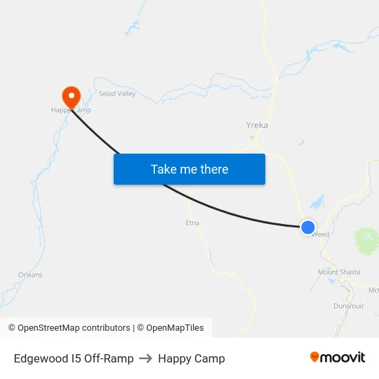 Edgewood I5 Off-Ramp to Happy Camp map