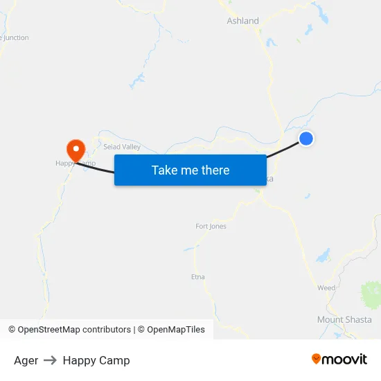 Ager to Happy Camp map