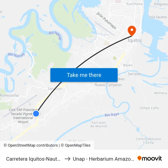 Carretera Iquitos-Nauta, 477 to Unap - Herbarium Amazonense map