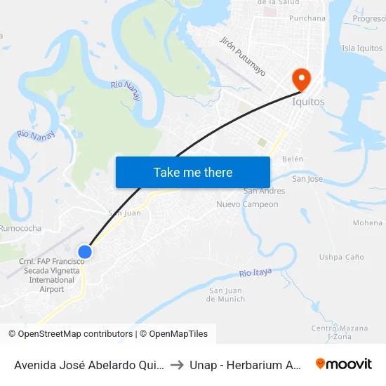 Avenida José Abelardo Quiñones, 5312 to Unap - Herbarium Amazonense map