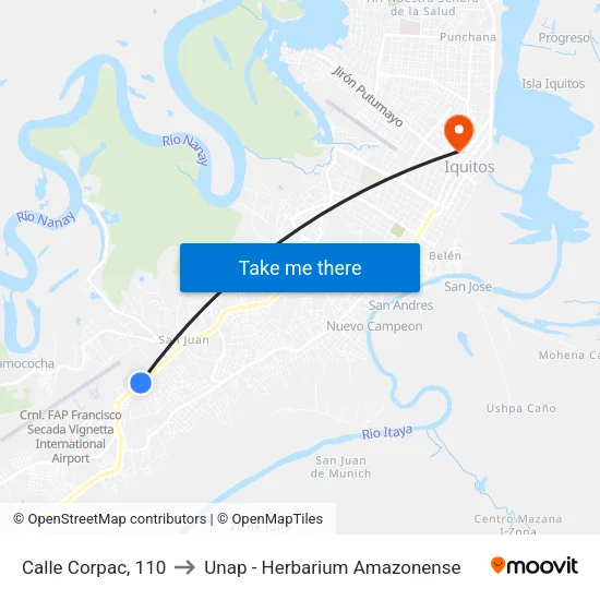 Calle Corpac, 110 to Unap - Herbarium Amazonense map