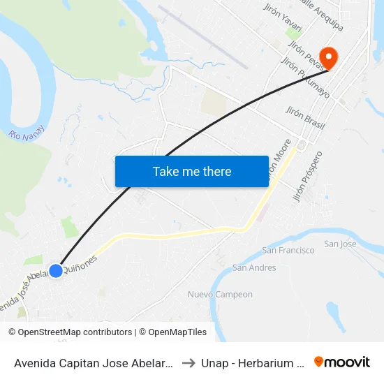 Avenida Capitan Jose Abelardo Quiñones, 2320 to Unap - Herbarium Amazonense map