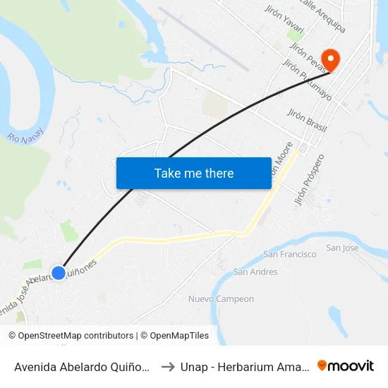 Avenida Abelardo Quiñones, 2237 to Unap - Herbarium Amazonense map