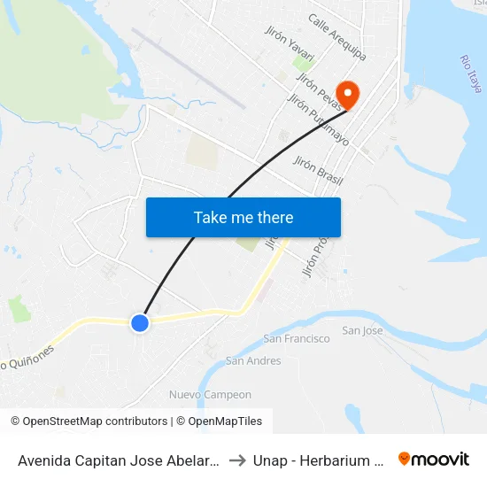 Avenida Capitan Jose Abelardo Quiñones, 993 to Unap - Herbarium Amazonense map