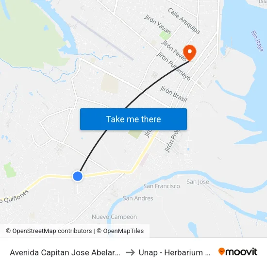 Avenida Capitan Jose Abelardo Quiñones, 898 to Unap - Herbarium Amazonense map