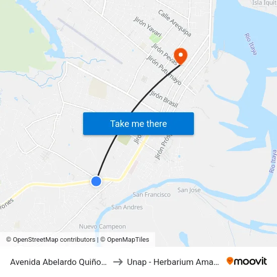 Avenida Abelardo Quiñones, 453 to Unap - Herbarium Amazonense map
