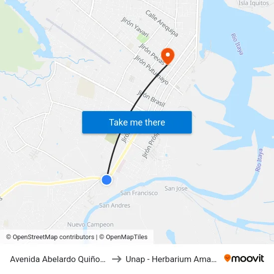 Avenida Abelardo Quiñones, 105 to Unap - Herbarium Amazonense map