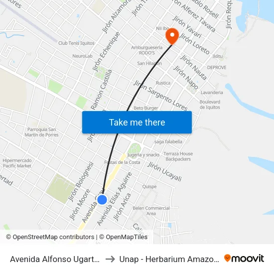 Avenida Alfonso Ugarte, 472 to Unap - Herbarium Amazonense map