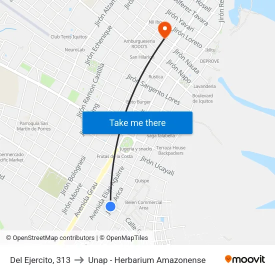 Del Ejercito, 313 to Unap - Herbarium Amazonense map