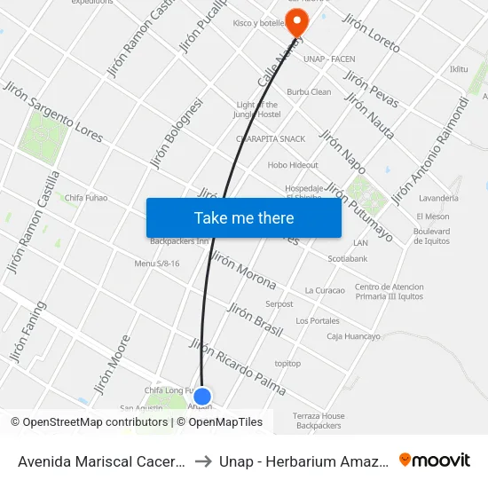 Avenida Mariscal Caceres, 368 to Unap - Herbarium Amazonense map