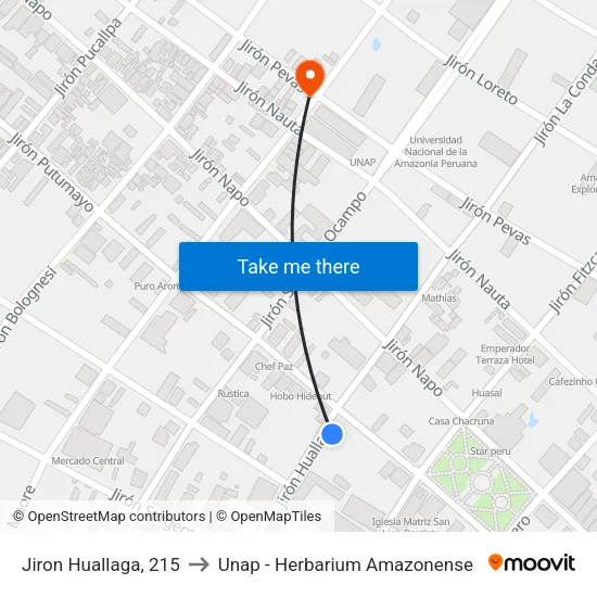 Jiron Huallaga, 215 to Unap - Herbarium Amazonense map
