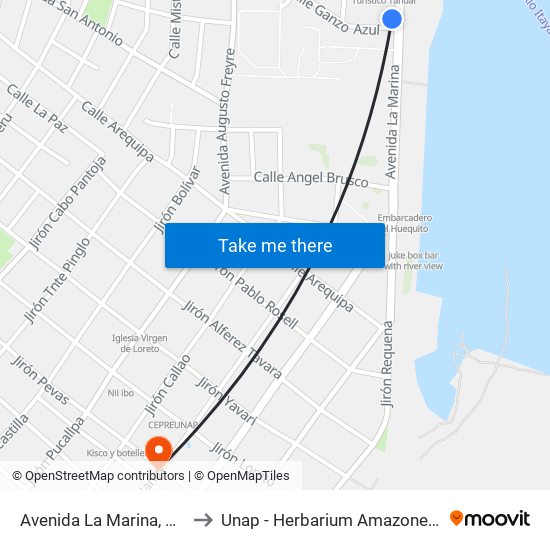 Avenida La Marina, 501 to Unap - Herbarium Amazonense map