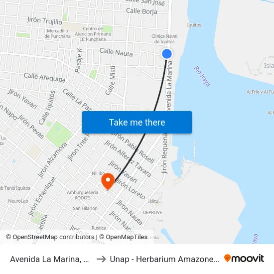 Avenida La Marina, 705 to Unap - Herbarium Amazonense map