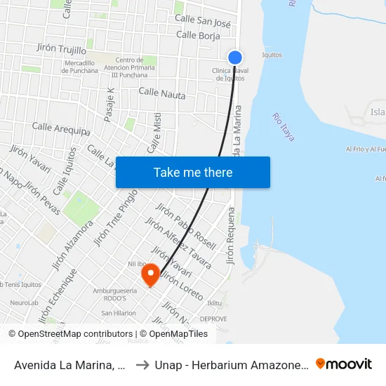 Avenida La Marina, 951 to Unap - Herbarium Amazonense map