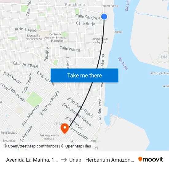 Avenida La Marina, 1139 to Unap - Herbarium Amazonense map