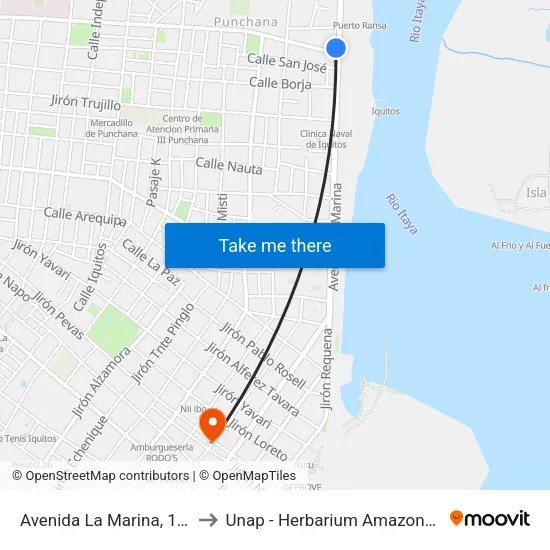 Avenida La Marina, 1211 to Unap - Herbarium Amazonense map