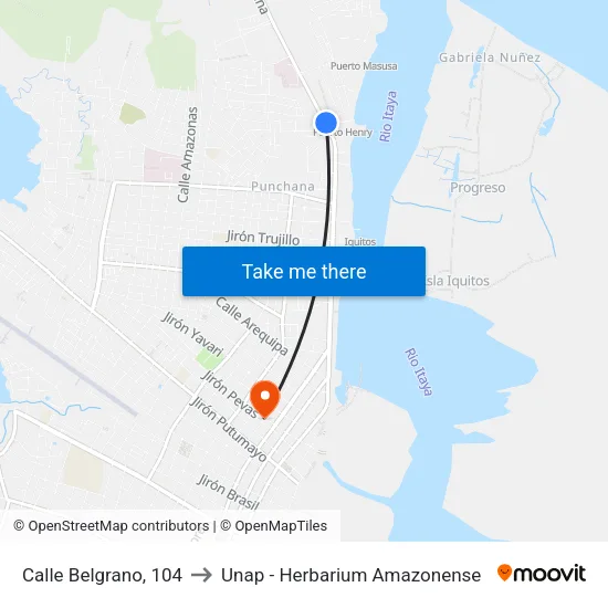 Calle Belgrano, 104 to Unap - Herbarium Amazonense map