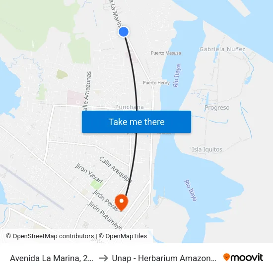 Avenida La Marina, 2299 to Unap - Herbarium Amazonense map