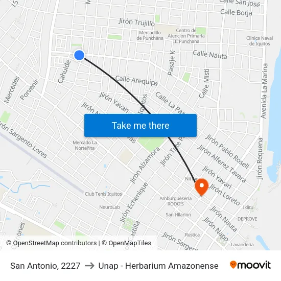 San Antonio, 2227 to Unap - Herbarium Amazonense map