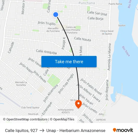 Calle Iquitos, 927 to Unap - Herbarium Amazonense map