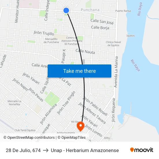 28 De Julio, 674 to Unap - Herbarium Amazonense map