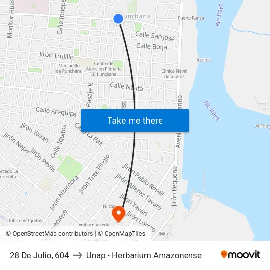 28 De Julio, 604 to Unap - Herbarium Amazonense map
