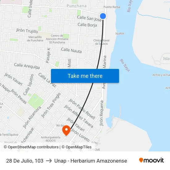 28 De Julio, 103 to Unap - Herbarium Amazonense map