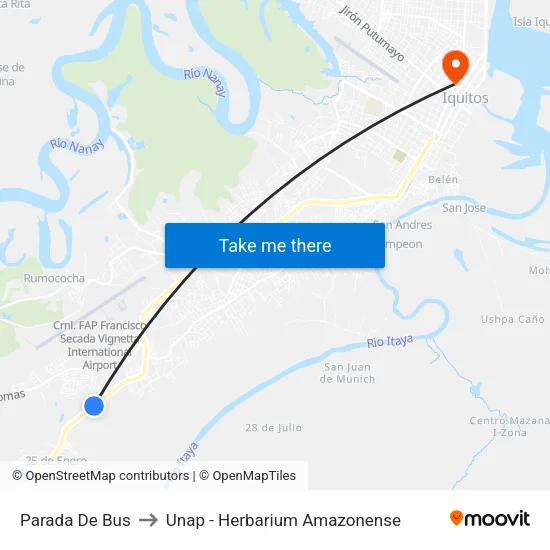 Parada De Bus to Unap - Herbarium Amazonense map