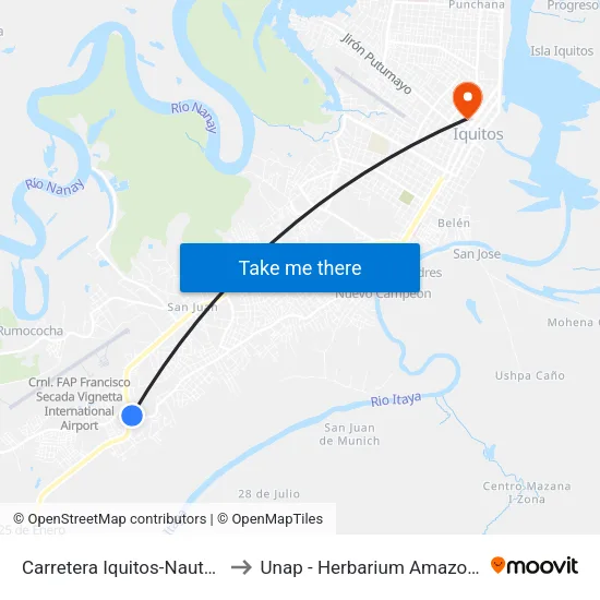Carretera Iquitos-Nauta, 797 to Unap - Herbarium Amazonense map