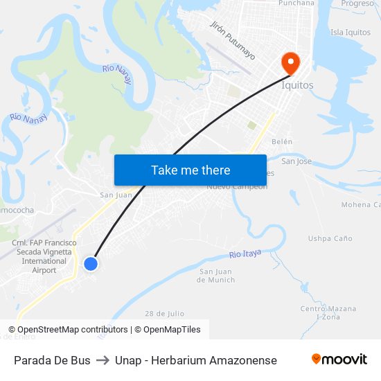 Parada De Bus to Unap - Herbarium Amazonense map