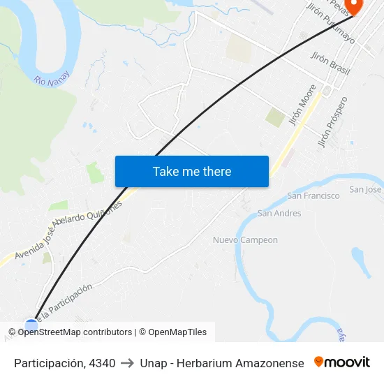 Participación, 4340 to Unap - Herbarium Amazonense map