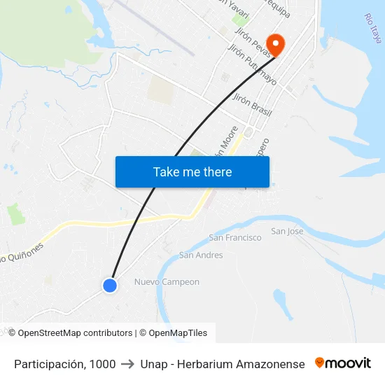 Participación, 1000 to Unap - Herbarium Amazonense map