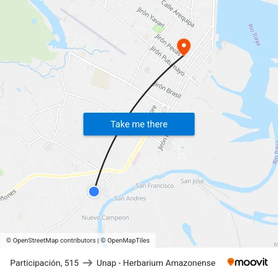 Participación, 515 to Unap - Herbarium Amazonense map