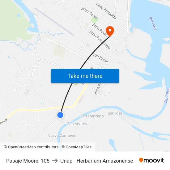 Pasaje Moore, 105 to Unap - Herbarium Amazonense map