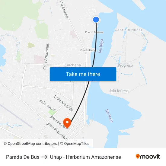 Parada De Bus to Unap - Herbarium Amazonense map