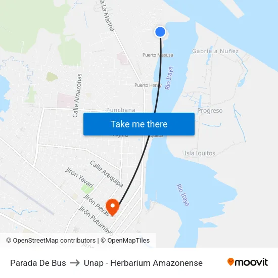 Parada De Bus to Unap - Herbarium Amazonense map
