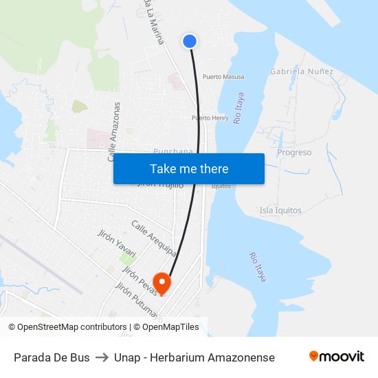 Parada De Bus to Unap - Herbarium Amazonense map