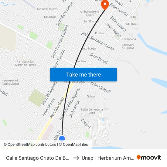 Calle Santiago Cristo De Bagazan, 235 to Unap - Herbarium Amazonense map