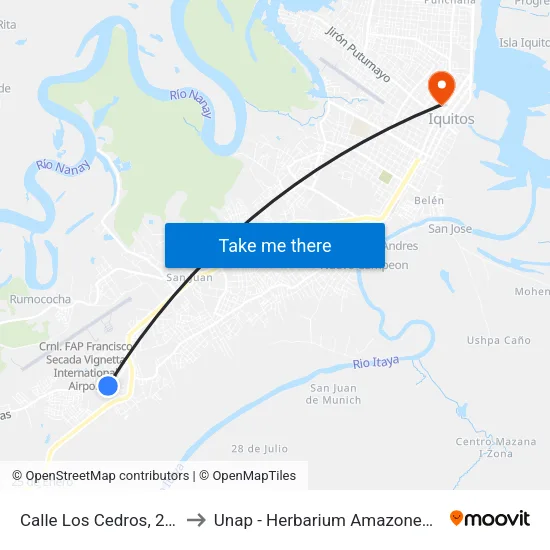Calle Los Cedros, 256 to Unap - Herbarium Amazonense map