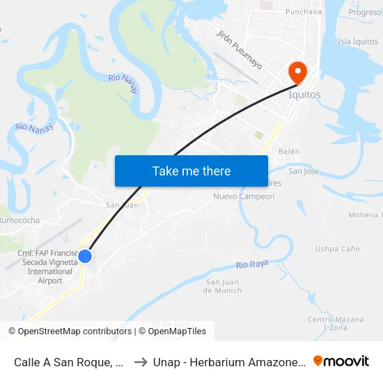 Calle A San Roque, 417 to Unap - Herbarium Amazonense map