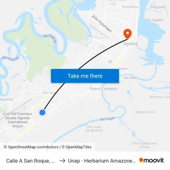 Calle A San Roque, 112 to Unap - Herbarium Amazonense map
