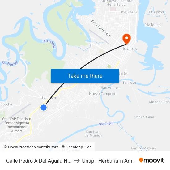 Calle Pedro A Del Aguila Hidalgo, 122 to Unap - Herbarium Amazonense map