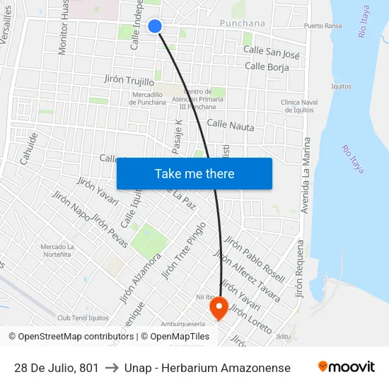 28 De Julio, 801 to Unap - Herbarium Amazonense map