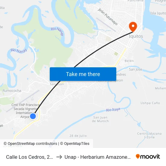 Calle Los Cedros, 256 to Unap - Herbarium Amazonense map
