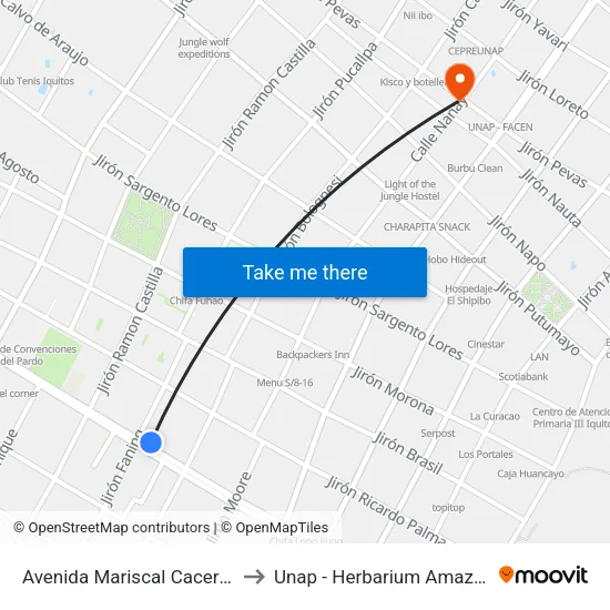 Avenida Mariscal Caceres, 776 to Unap - Herbarium Amazonense map