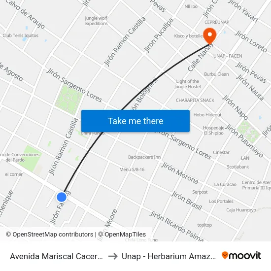 Avenida Mariscal Caceres, 813 to Unap - Herbarium Amazonense map