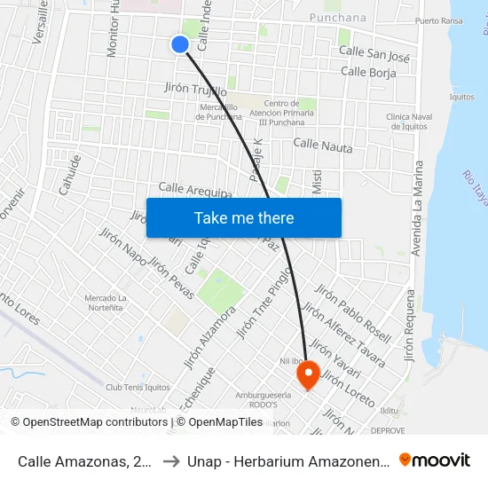 Calle Amazonas, 220 to Unap - Herbarium Amazonense map
